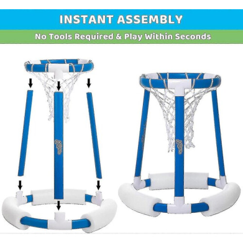 Cesta de basquete flutuante para piscina com aro, 2 bolas e pompons. 2