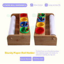 Kids Art Tabletop Easel with Paper Roll Dispenser, 12 Pigments and 12 Watercolor Pens Drawing Tools, and Station