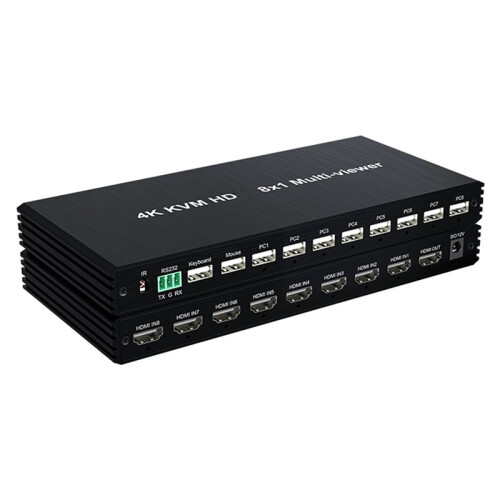 Multiplexor de Vídeo Seamless 8x1 KVM  4K, Saída USB, Plugue EU 2