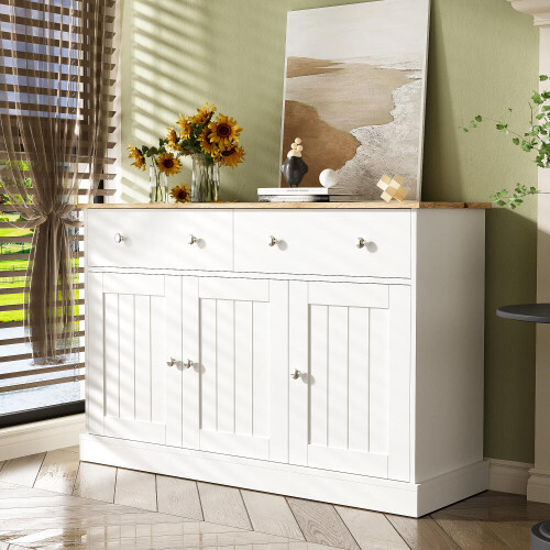 Sideboard, Wohnzimmerschrank mit gravierter Textur, viel Stauraum 1