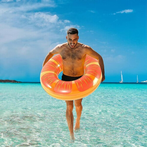 Inflatable Watermelon Swimming Ring Set, Durable Summer Pool Float 2
