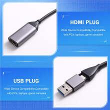 1080P Video Capture Card -Compatibleto USB A/USB-C Video Grabber for Computer Camera Live Stream Meeting Recording