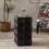 60CM Height Three-dimensional Embossed Pattern Design Retro Side Table Retro Wooden Nightstand Black,No Assembly Required 2