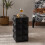 60CM Height Three-dimensional Embossed Pattern Design Retro Side Table Retro Wooden Nightstand Black,No Assembly Required 3