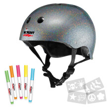 Wipeout Dry Erase Kids Bike Helmet - Silver Glitter 5+