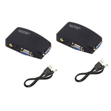 2X AV to VGA Adapter RCA VGA Converter PC RCA Composite S-Video AV Input to PC VGA LCD Output Converter Box