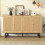 Sideboard 140x39,5x80 cm mit echtem Rattangeflecht, 4 Türen 2