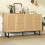 Sideboard 140x39,5x80 cm mit echtem Rattangeflecht, 4 Türen 3