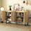 Sideboard 140x39,5x80 cm mit echtem Rattangeflecht, 4 Türen 4