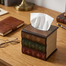 Porta-Lenços Pilha Livros Madeira, Retro e Vintage, Decoração Biblioteca