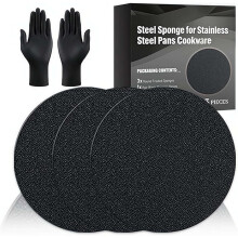 3 pakk stål svamp for rustfrie stål panner - croppable, heavy duty