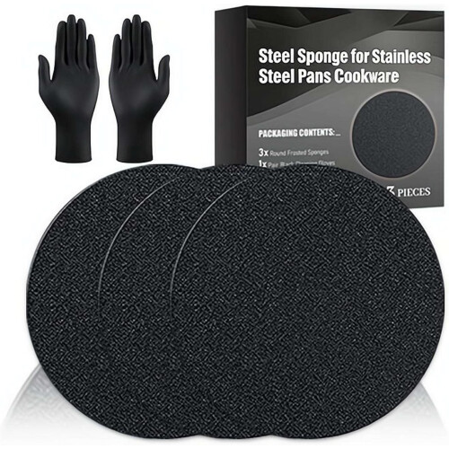 3 Esponjas Aço Panelas, Croppable e Profissional, Limpeza Pesada