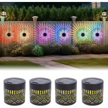 4 Pack Decorative Solar Mandala Lights, Colourful Fence/Wall Lights