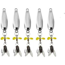 Metall propeller fiskebete – 5 st 3D flyga falsk bete med gratis svivel för bas öring
