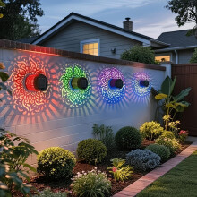 4 Pack Decorative Solar Mandala Fence Lights, Waterproof LED Wall Light for Garden