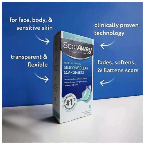 (12pcs -2boxes)ScarAway Advanced Clear Silicone Scar Sheets, White, 6 count 2