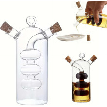 Olie og eddike dispenser flaske – 2-i-1 glas dobbelt beholder med korkprop