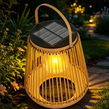 Hanging Rattan Solar Lantern, Garden Yard Light, Waterproof Table Lamp