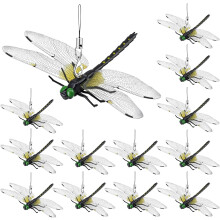 12Pcs Clips Libellule, Déco Jardin Extérieure 3D, Anti-Insectes pour Jardin & Chapeau