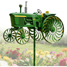 Tuin Tractor Windspinner - Groene Windmolen Paal