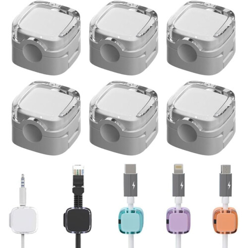 6-pack magnetische kabel organizer clips, wit
