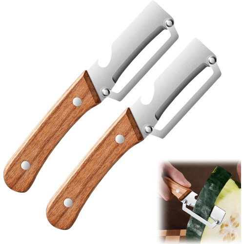 2 pack αποφλοιωτής λαχανικών – ανοξείδωτη λεπίδα με ξύλινη λαβή & ανοιχτήρι