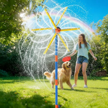 59" szélmalom víz locsoló – 360 forgó fröccsenő játék 6 lapáttal, nyári kültéri szórakozás