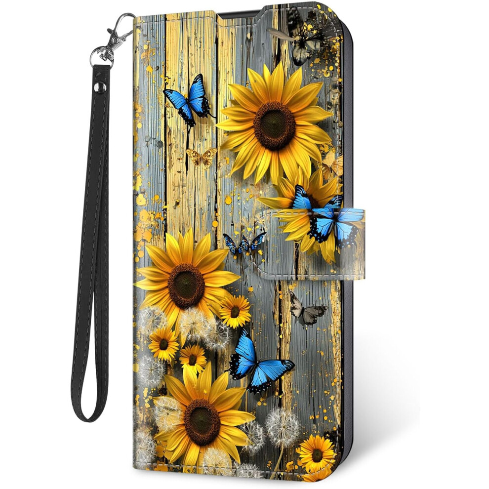 Flip Case For Motorola Edge 2022 Â Rfid Blocking, Sunflower Wall Design 5437706982685