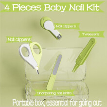Baby Nail Trimming Set , 4-in-1 Baby Nail Clippers Kit,Nail File & Tweezers, Baby Manicure Kit for Newborn, Infant