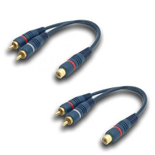 Cinch Cable Audio Splitter,15CM(RCA Y Cable, 2Pack, Blue)
