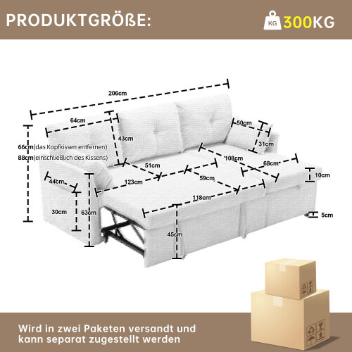 Multi-functional sofa bed with storage and pull-out bed, chaise longue interchangeable sofa bed, sectional sofa with storage seats, mod 1