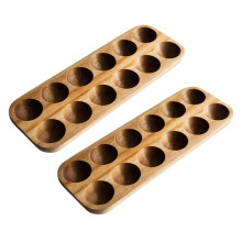 2X 12 Trous Style Japonais en Bois Double Rangée Boîte de Rangement D'Oeufs Maison Organisateur