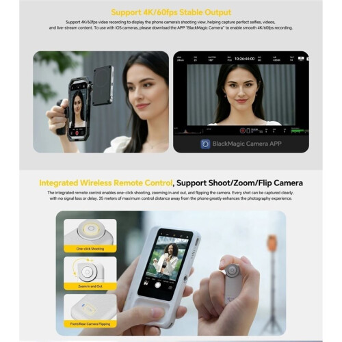 Monitor para Selfies com Tela IPS de 3,1 Polegadas, Monitor Magnético com Fio para Câmera, Ideal para Fotografia Móvel. 2