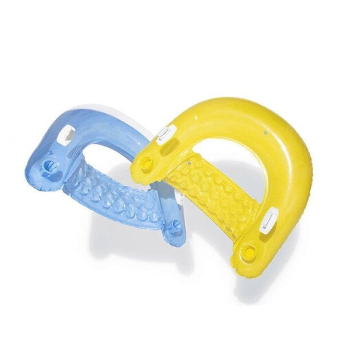 Aufblasbare Schwimmliege mit Getränkehaltern – blaues PVC 1