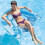 Aufblasbare Schwimmliege mit Getränkehaltern – blaues PVC 4