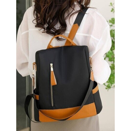 Schwarzer Damenrucksack aus Polyurethan, Polyester und Kunstleder 1