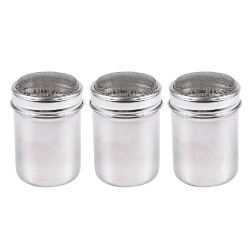 3X Silver Stainless Steel Mesh Tube Type Dusters Dusting Salt Shaker Spice Jar