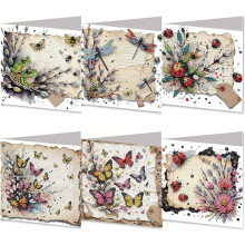 6 tarjetas diamante insectos mariposas, manualidad.
