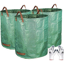 3 Sacos Jardim 272L Reutilizáveis, Pesados para Folhas e Relva