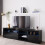 Schwarz  moderner TV-Schrank, helles Panel, variable LED-Beleuchtung, Wohn- und Esszimmer 180cm 2