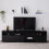 Schwarz  moderner TV-Schrank, helles Panel, variable LED-Beleuchtung, Wohn- und Esszimmer 180cm 3
