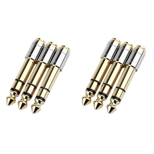 Conversores 6Pc 6,35 mm para 3,5 mm 1/4 Polegadas Macho 1/8 Polegadas FêMea 6,35 para 3,5 Jack Adaptador de ÁUdio para Fone de Ouvido Conector de