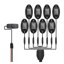 Kit de 8 Luces LED RGB para Roca, Luz de Neón Multicolor con Control de Aplicación para Camión, ATV, UTV, SUV