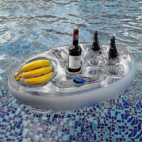 Inflatable beer cooler with cup holders for pool party 1