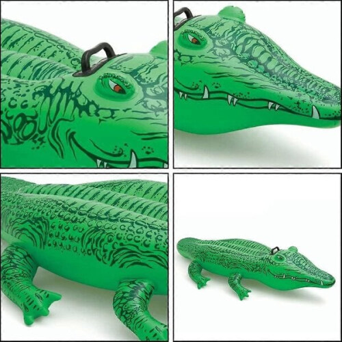 Inflatable Floating Crocodile Pool Toy, Large Ride-On 2