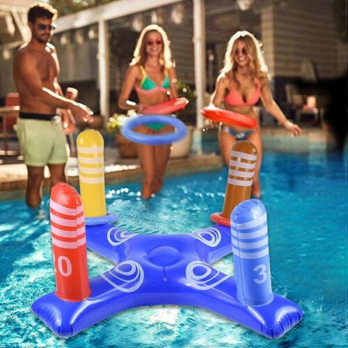 Inflatable Pool Ring Toss Game - 4 Rings for Indoor Fun 2