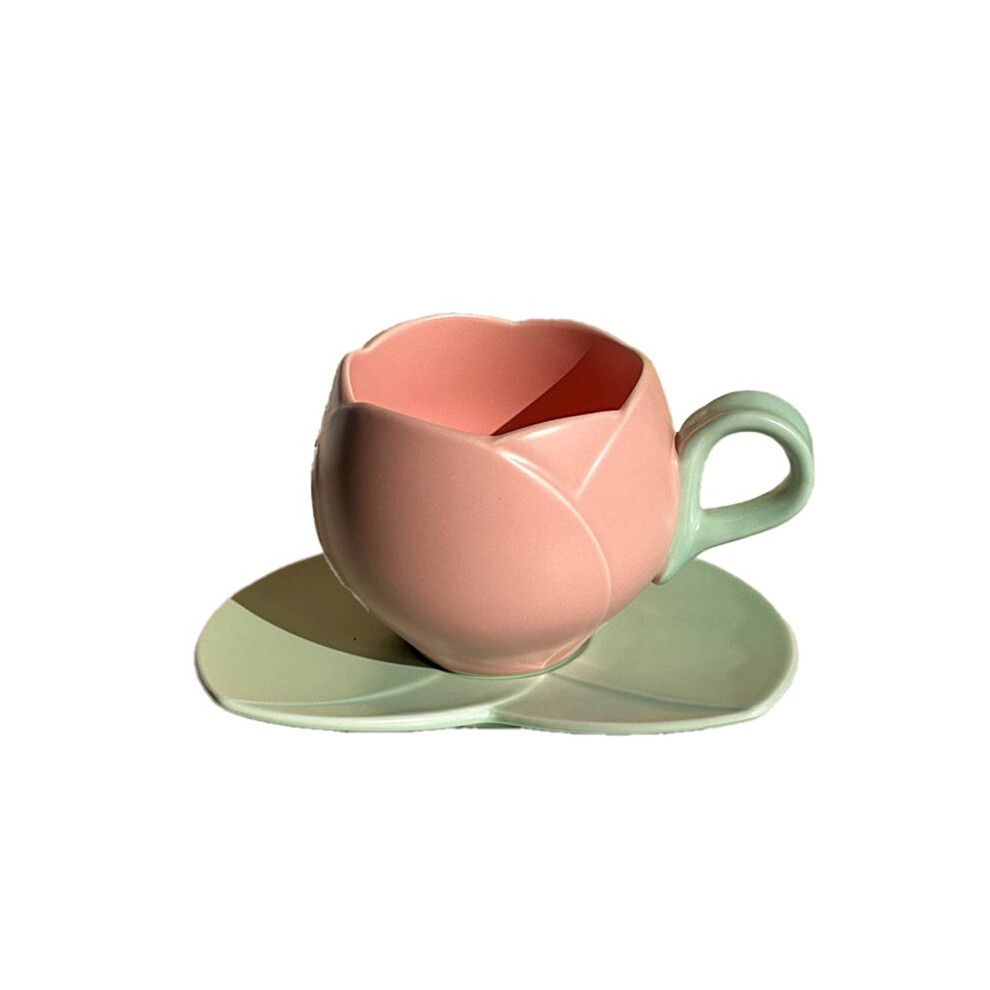 300ml Flower Shaped Ceramic Coffee Tulip Cup Teacup Saucer Ceramic Drinking Cup Tulip Mug,A-image-OPC-PVNZDFS-NEW