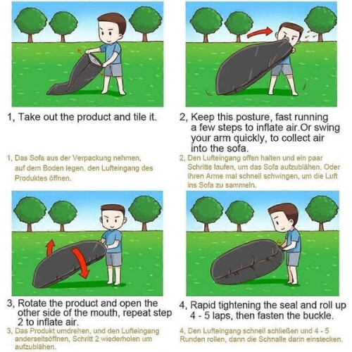 Inflatable hammock, portable bed with pillow for camping, beach 2