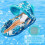 Inflatable pool lounger with canopy UPF50+, extra large pool bed 4