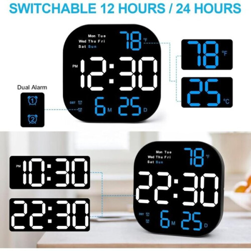 Relógio de parede digital grande Amxcnoy, com visor LED de 10,55 polegadas. 1
